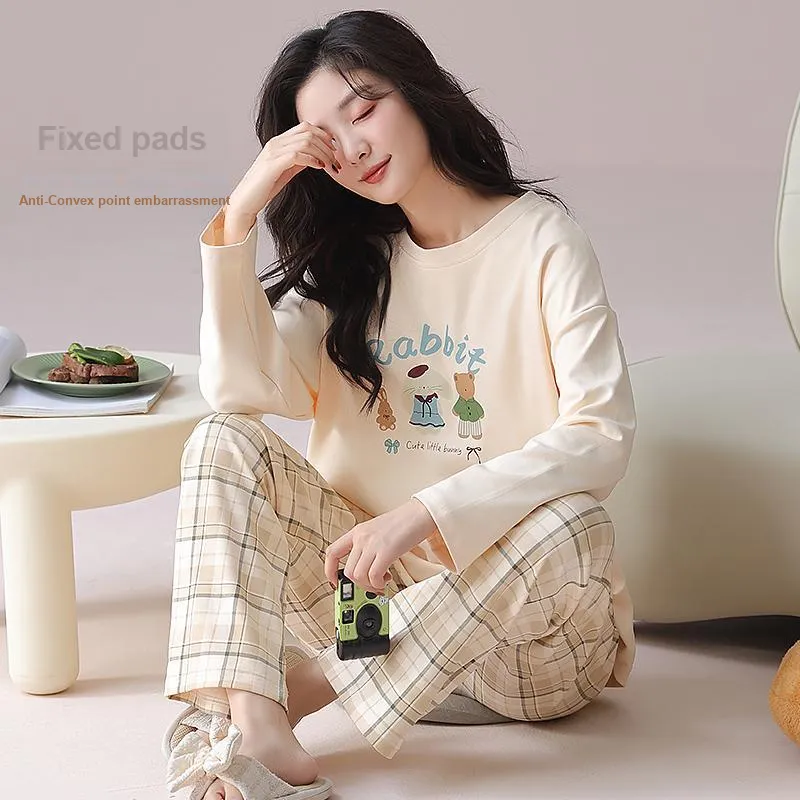 XIAFENYAN Pajama Set Women's Apricot-3