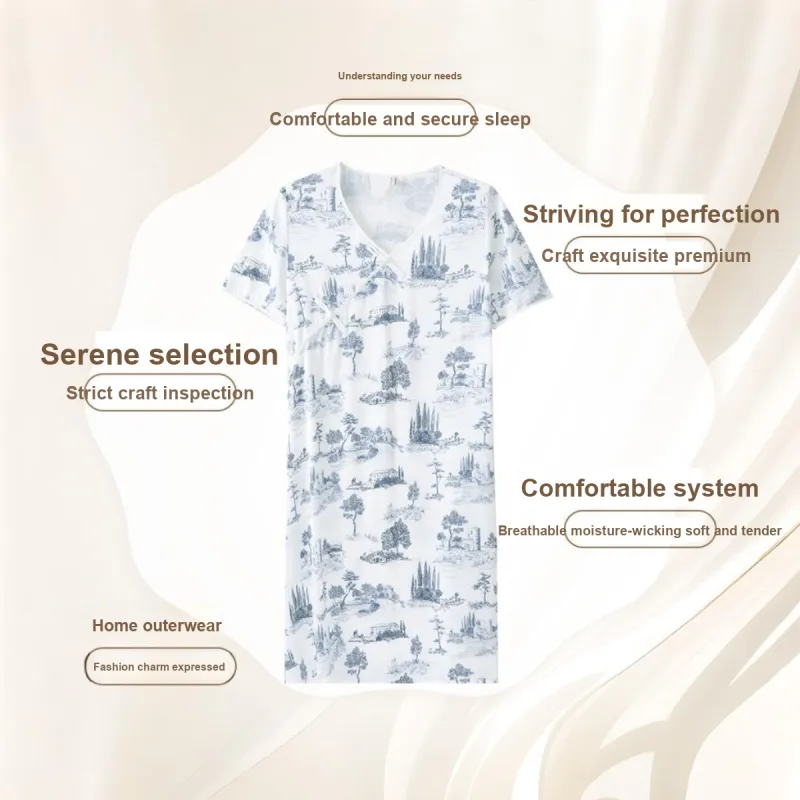 GOSO Nightgown Women's Blue Flower-1