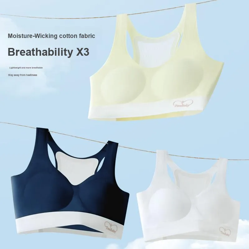 QIANLINGMEI 100% Cotton Girlish Bra Women's-1
