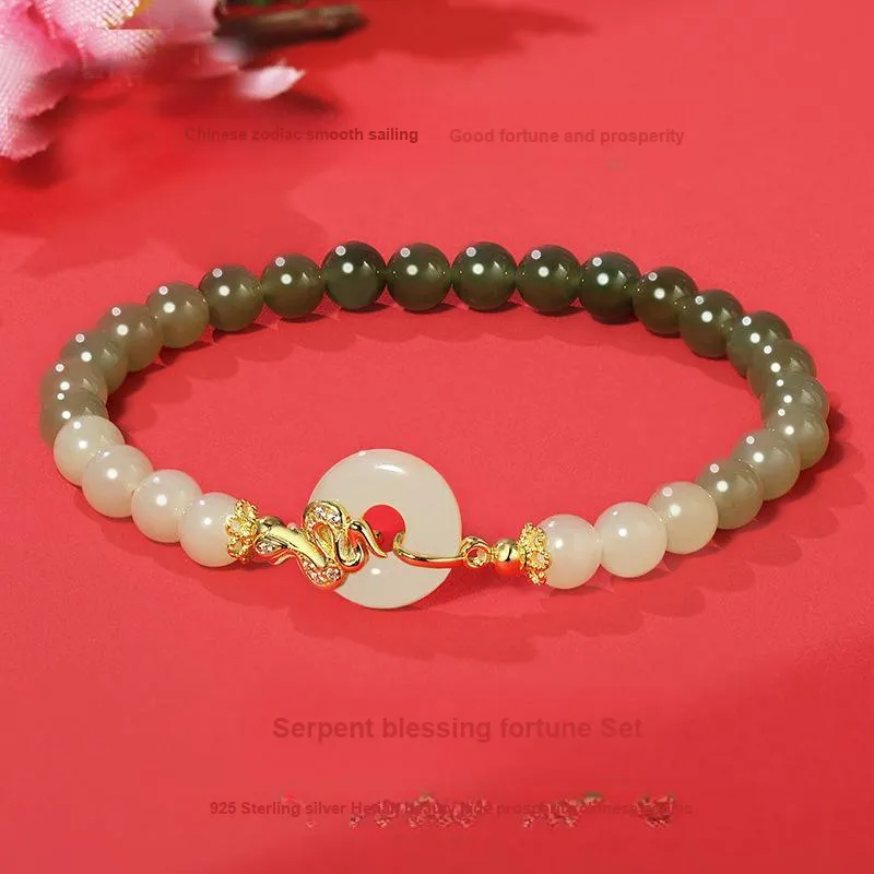 Long Fu Hetian Jade Bracelets White Jade/Pale Greenish White Jade Women's-1