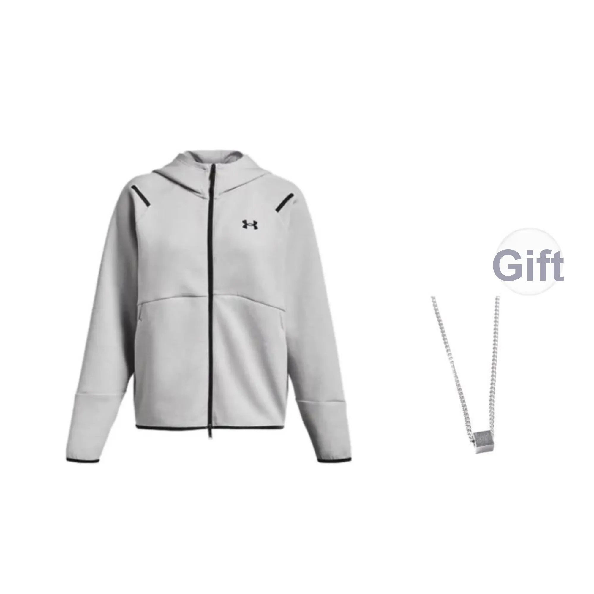 Under Armour Jackets Coats Unisex Modern Gray Includes Necklace
