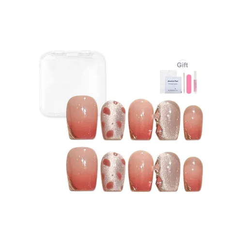 Yun Yue Joe Леопардовый принт Элегантность Нежно-розовый Осветляющий Розово-золотой Градиентный False Nail Короткий LADDER Кошачий глаз 15 мм