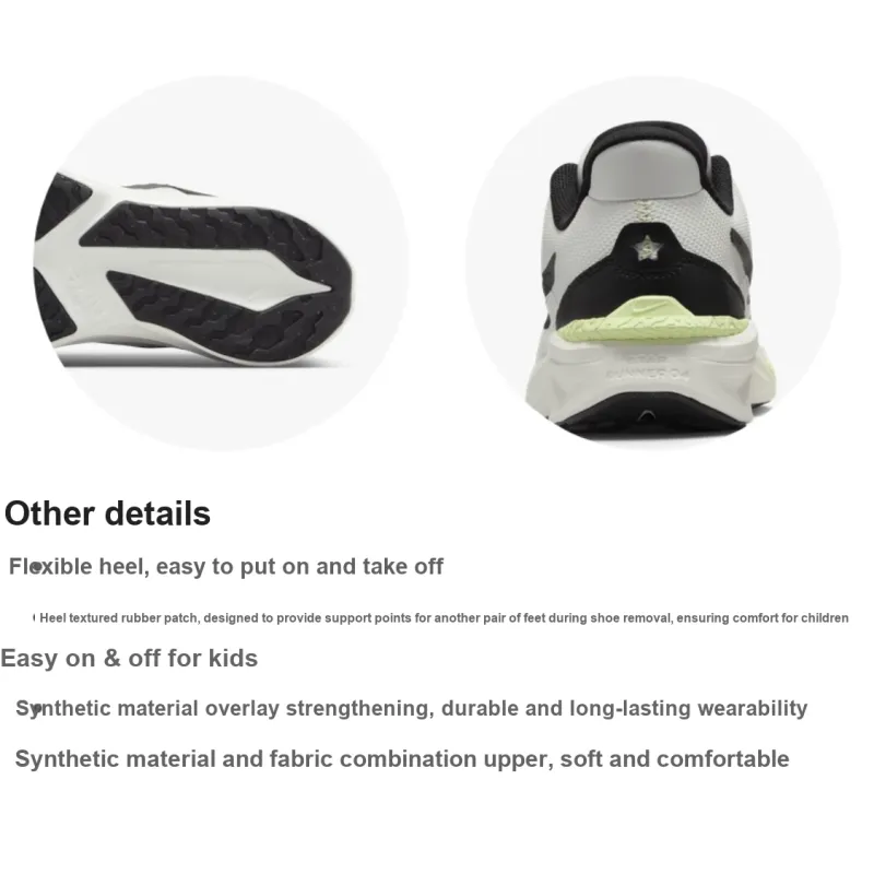 Nike Star Runner 4 Abrasion Resistant Low Top Kids' Running Shoes White Black Unisex-2