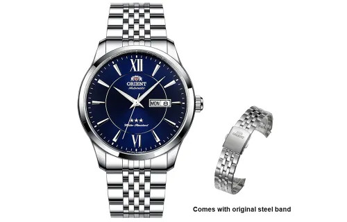 ORIENT Три поколения Air Cushion Механический механизм Нержавеющая сталь Ремешок Часы Мужские часы Синий циферблат