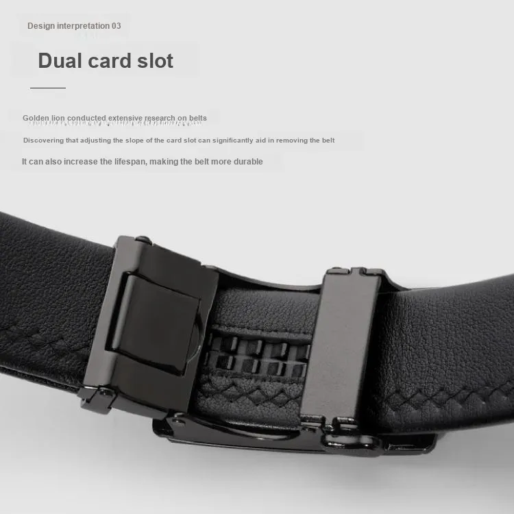 GOLDLION Top Layer Cow Leather Belts Unisex Black 3.5CM-6