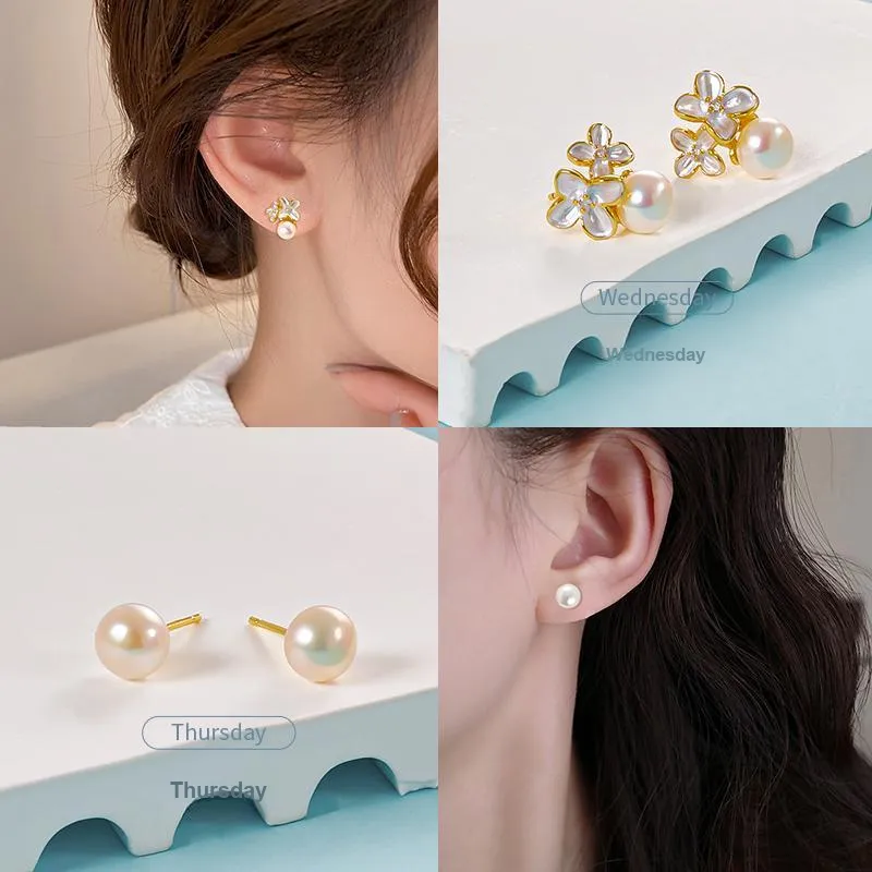 Taste The Color Pearl Stud Earrings Women's-4