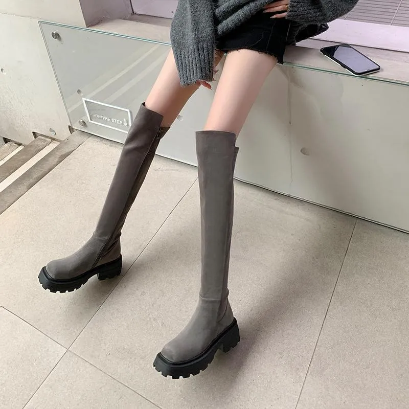 Five-nine Dan Seven Knee-high Boots 5cm Women's-5