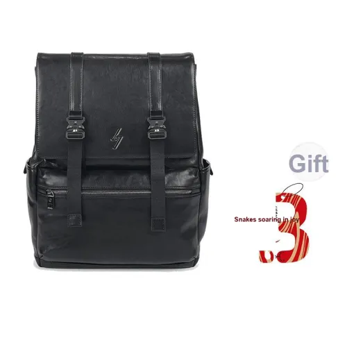 Sharkborough Cow Leather Backpack Tubas Men's Black