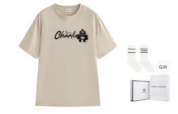 Charlie Luciano T Shirts Unisex Khaki Box+Socks