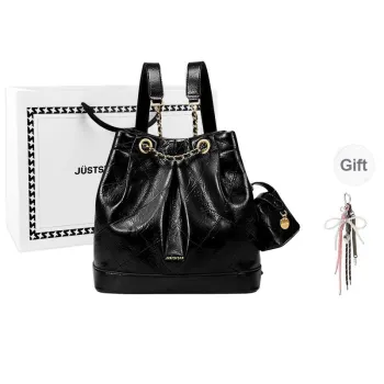 JUST STAR Artificial Leather Bucket Backpack Trumpets Women's Black/White/Pink