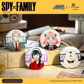 Wakame Anya Forger, Loid Forger, Yor Forger, Bond Forger Figure Print Collection Double Flash Badge Badges