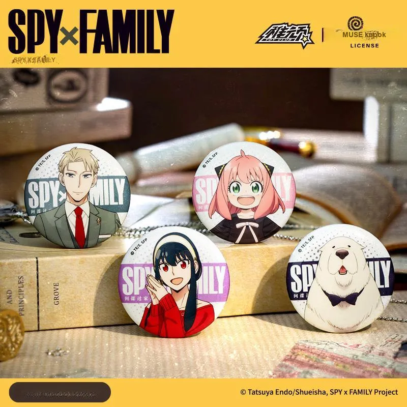 Wakame Anya Forger, Loid Forger, Yor Forger, Bond Forger Figure Print Collection Double Flash Badge Badges-0