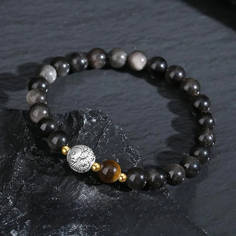 Regalrose Obsidian Jade Bracelets Unisex-3