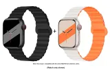 Apple Silicone Strap-Midnight Black * Starlight Orange