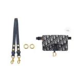 Dior 허리둘레 가방, 블루 3단 세팅 조절 가능 숄더 스트랩 65-111cm [골드 D-링 1쌍]
