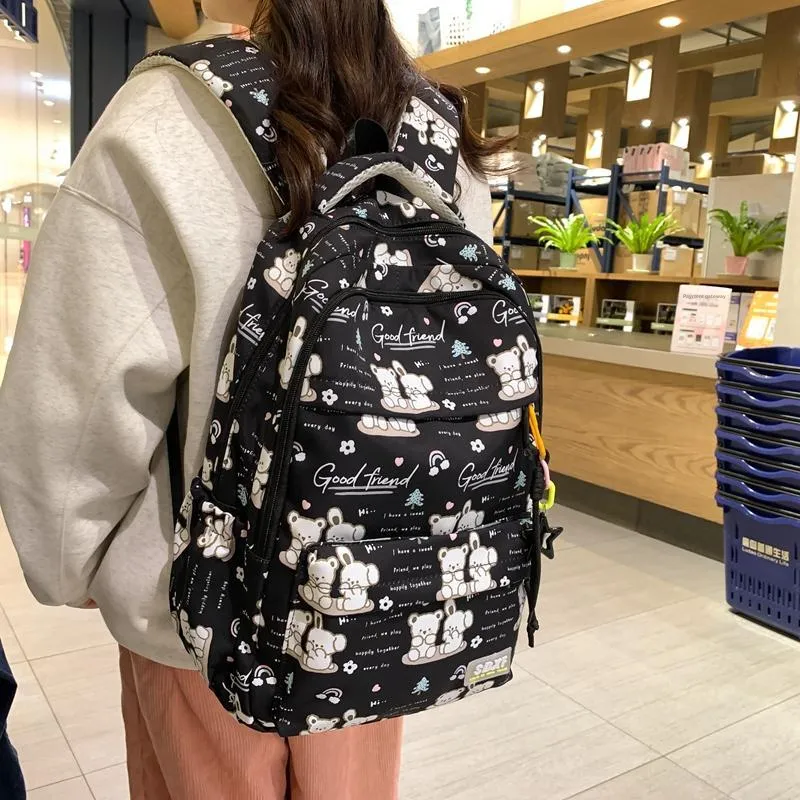 Yalu Nylon Backpack Regular Unisex Black/Purple/Green/Blue/Pink/White-2