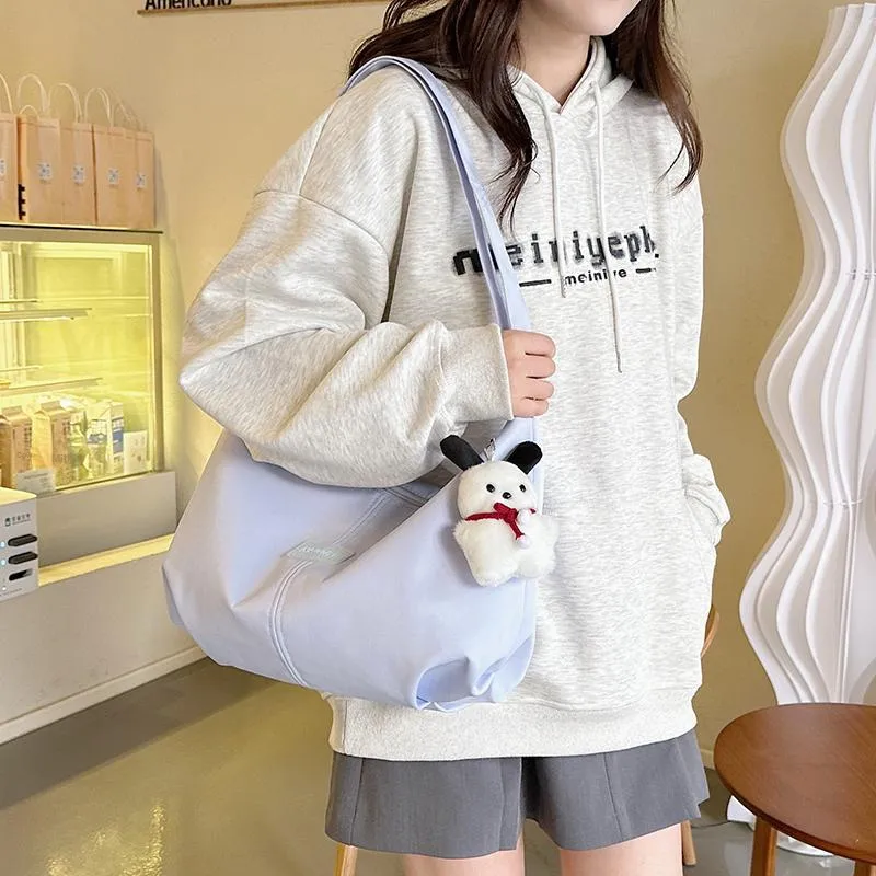 OUZIHUANG Nylon Crossbody Bag Shoulder Bag Regular Unisex Black/White/Purple/Pink-12