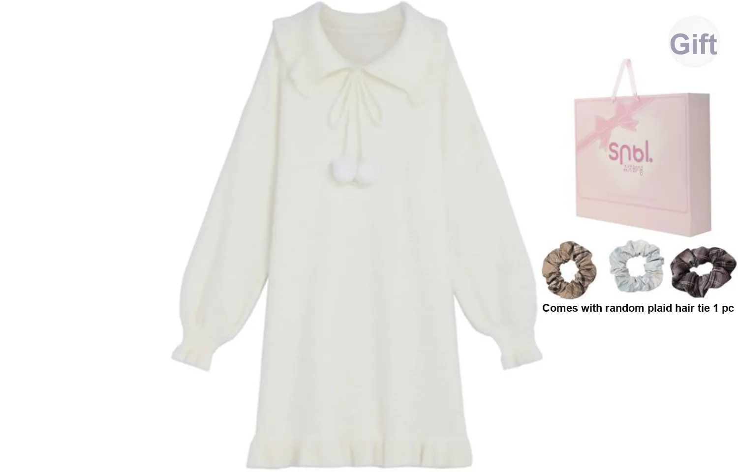 Snbl Long Sleeved Skirt Loose Fit Fall Winter Women's White