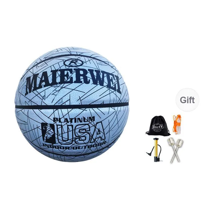 Melway PU Basketball Blue Gray Size 7 Adults Glow In The Dark-0