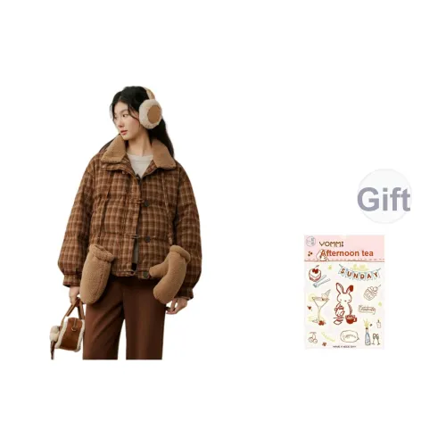 ZIHAN Кофейная клетка Женские Пуховики