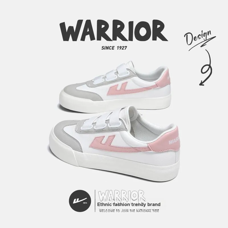Warrior Coverage Slip Resistant, Abrasion Resistant, Lightweight Low Top Skateboard Shoes Women's White Light Pink Red-5