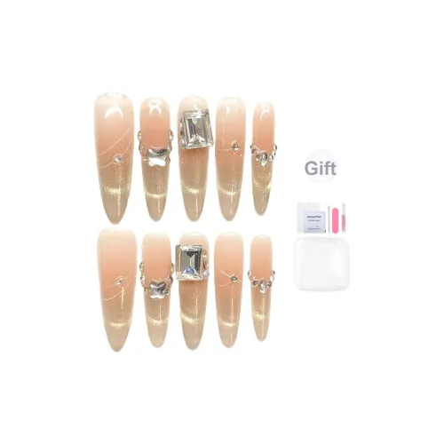 Yun Yue Joe High END Улыбка Кошачий глаз Французский Ледяная прозрачность False Nail Острый Тип Телесный Румяна Покраснение Flashing