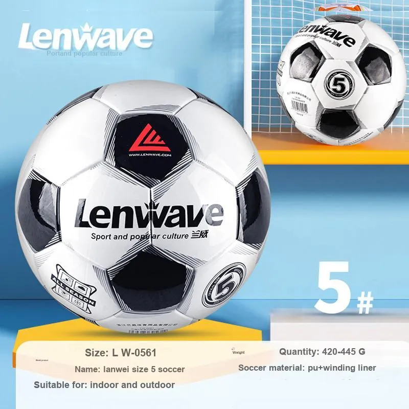 LENWAVE Size 5 Soccer PU Machine Stitched Soccer Ball Unisex Green White-1