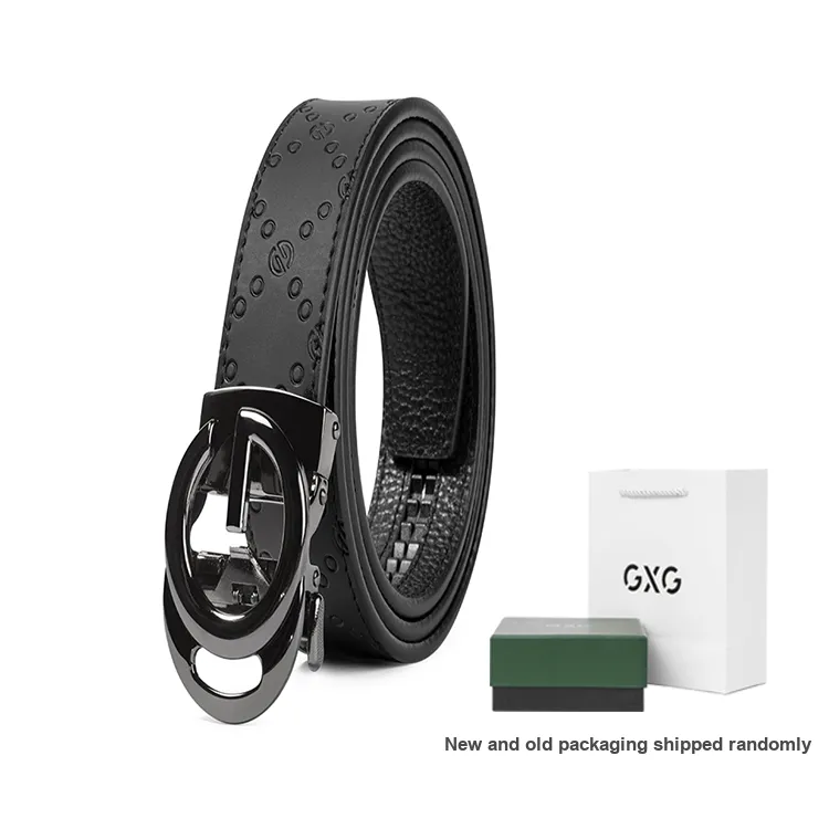 GXG Cut Out Genuine Leather Automatic Buckle Suit Trouser Leather Belts Men's-3