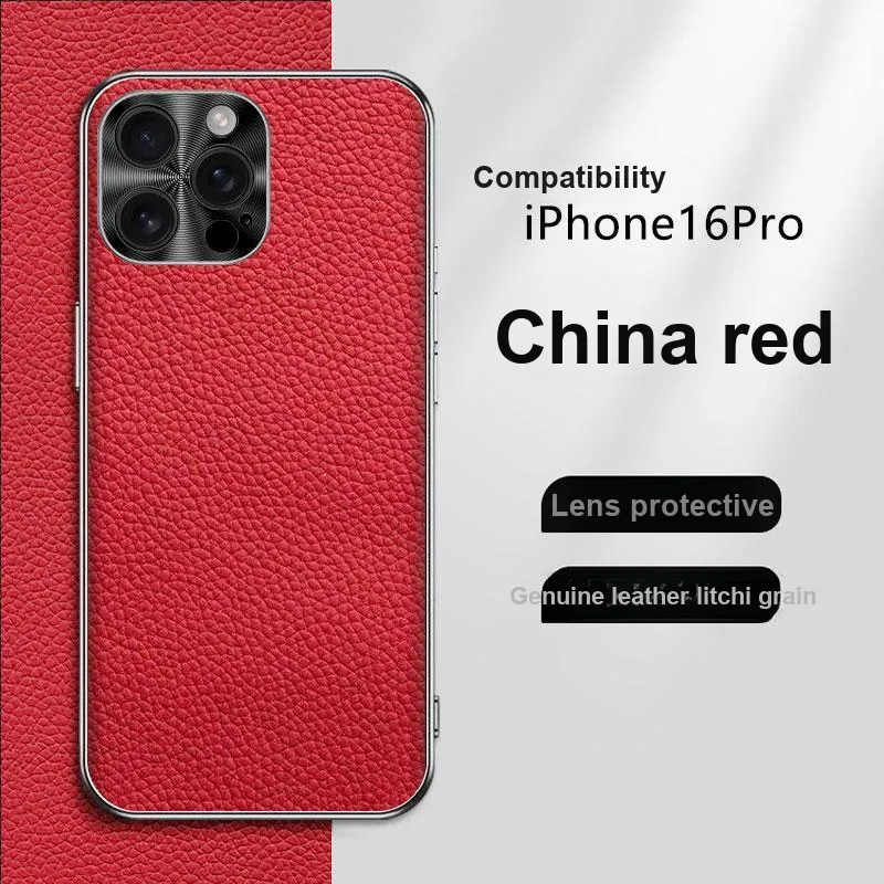 Record Star Leather Material Fully Enclosed Impact Resistant Phone Cases Compatibility Apple 16 Pro Business Formal-7