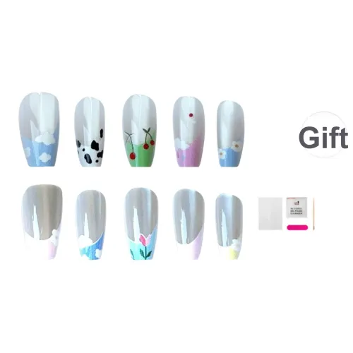 JIABITU Пастбище False Nail Короткий LADDER Однотонный Градиентный Милый 14mm