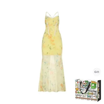 BVODE Slip Dresses Women's Yellow Shopping Bag