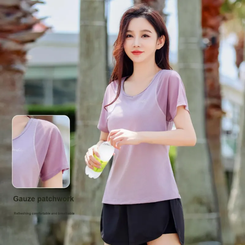 Barbie Yoga T Shirts Women's Light Purple-1