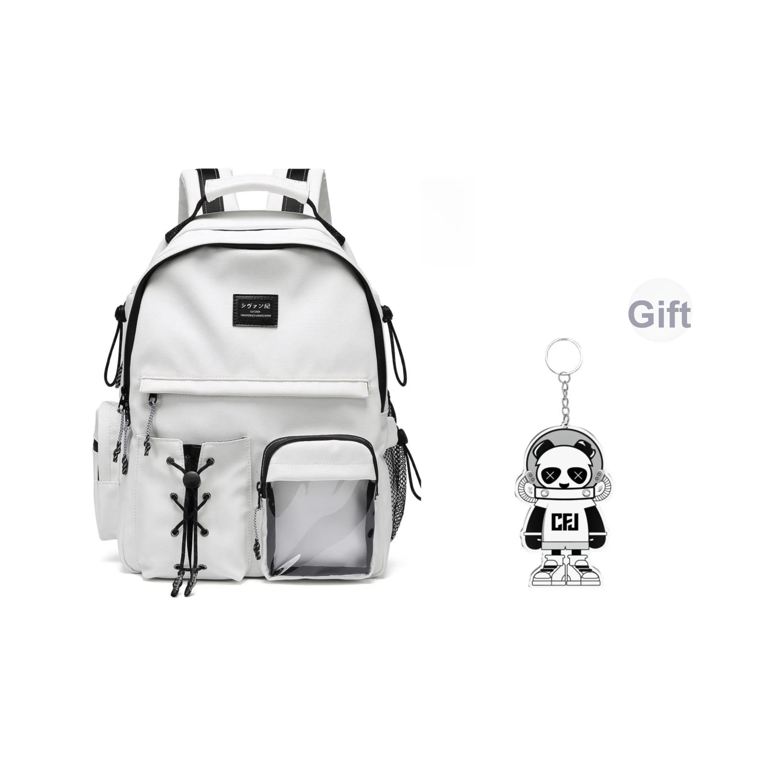 CHAOFANJI Рюкзак с мембранной кожей унисекс черный белый