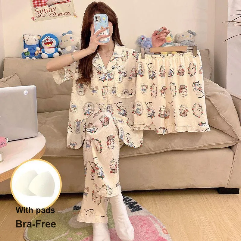 DanceBees Pajama Set Women's Milk White-1