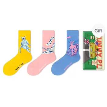 PL Mid Calf Socks Unisex Shopping Bag 3 Pack Mixed Color