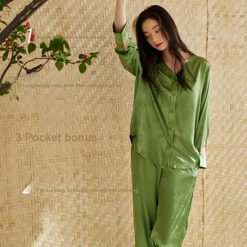 Xuan Liang Pajama Set Women's Gift Box Set Pasture Grass Green-2