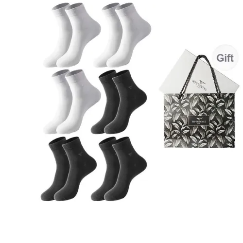 SEPTWOLVES Mid Calf Socks Men's 6 Pack Gift Box Set+Shopping Bag