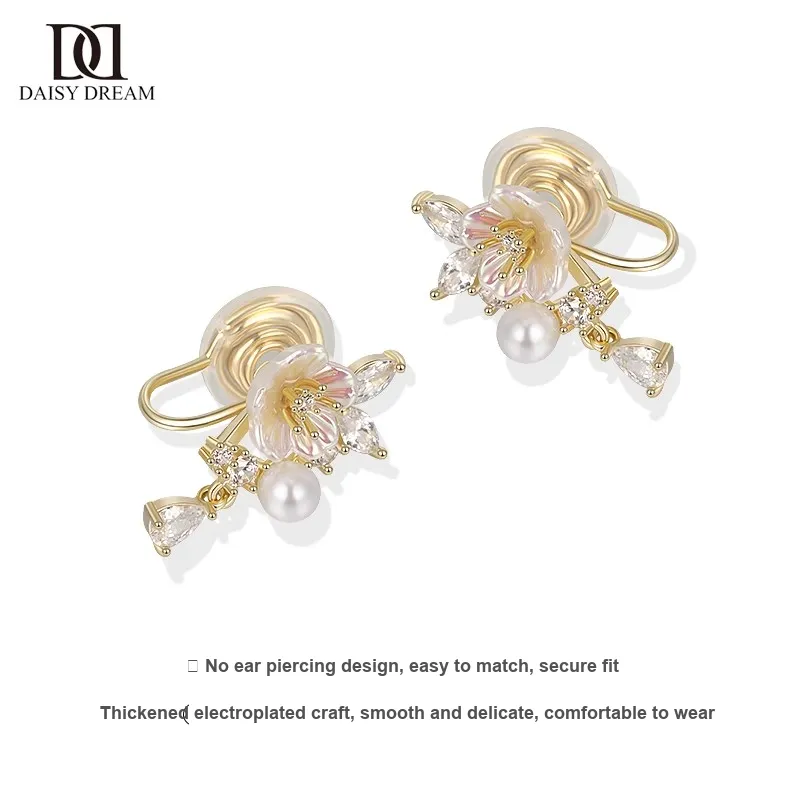 Daisy Dream Zircon Clip On Earrings Women's-1