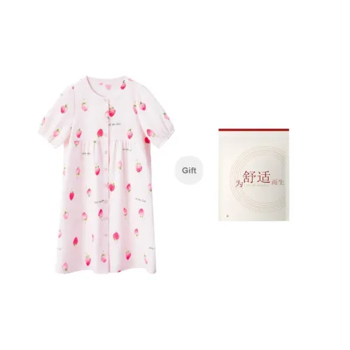Red Beans At Home Nightgown Women's Strawberry Pink