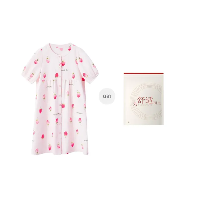 Red Beans At Home Nightgown Women's Strawberry Pink-0