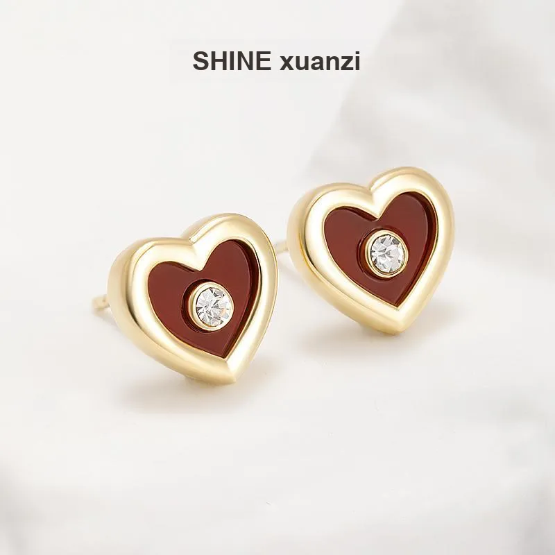SHINE Love Language Collection S925 Sterling Silver Stud With Zircon Stud Earrings Women's-1