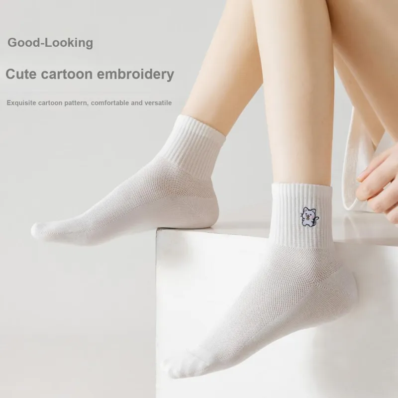 Ordifen Ankle Socks Women's 5 Pack White-5