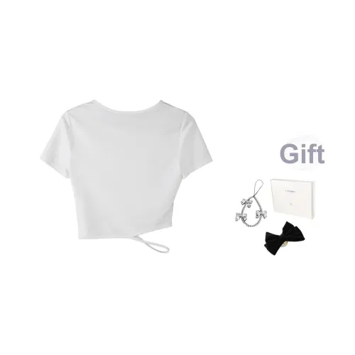 Fstudio Корейский стиль Горячая девушка Элегантность Универсальный Индивидуальный Дизайн Короткий рукав T-рубашки Женские