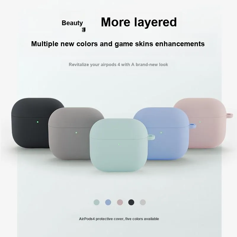 W&P Compatible With AirPods 4 Silicone Liquid Case Extra Thin Detachable Lanyard Minimalist Headphone Cases-8