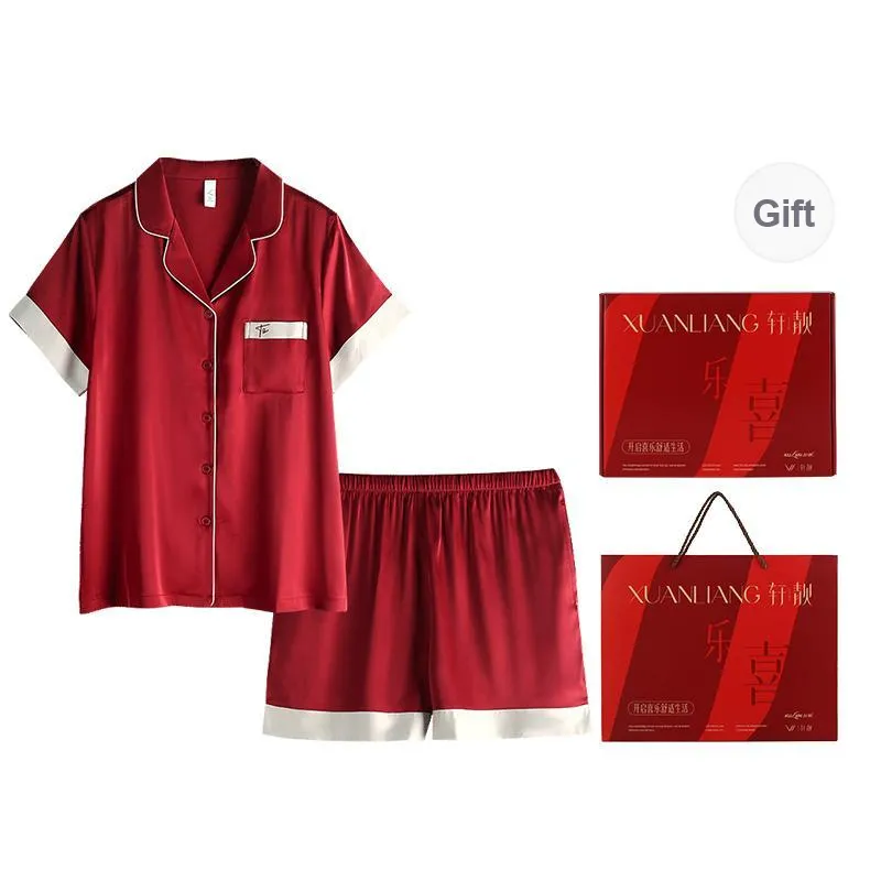 Xuan Liang Pajama Set Unisex Gift Box Set Maroon-0