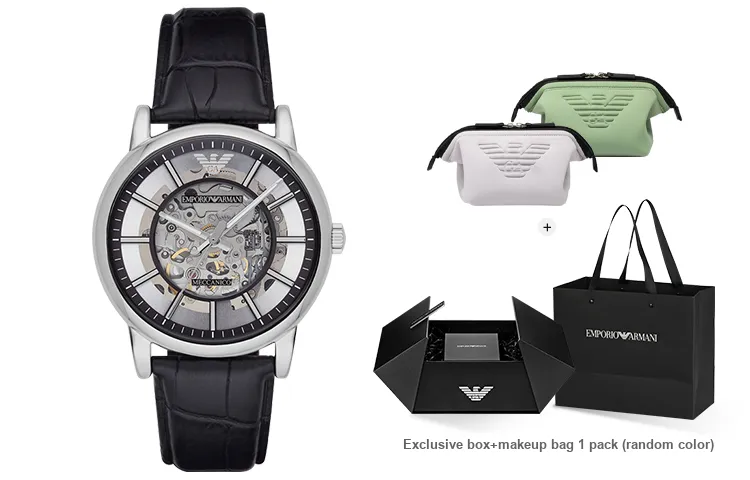 EMPORIO ARMANI Wrist Watch Mechanical Movement Leather Strap Silver Dial Men's Watches Box Available For Purchase-8