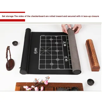 Miao Ji Chinese Chess Solid Wood Premium Large Size TPU Rollable Chessboard With Anti Cracking Packaging Board Games