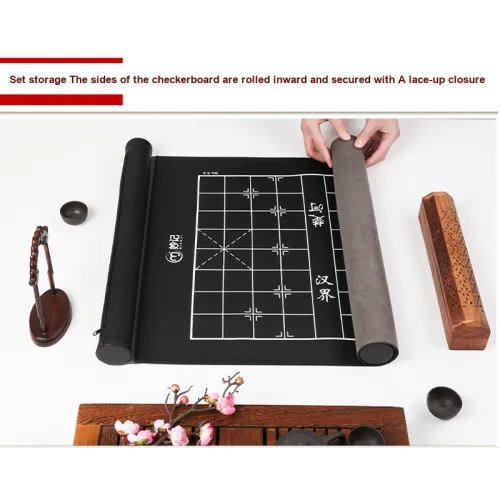 Miao Ji Chinese Chess Solid Wood Premium Large Size TPU Rollable Chessboard With Anti Cracking Packaging Board Games