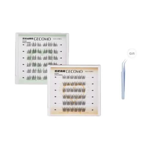 GECOMO Двойной кончик Подсолнух + Широкий стебель Рыбка с ласточкиным хвостом Клей Бесплатно Накладные ресницы Комбинация Естественный Увеличение Длина Стиль