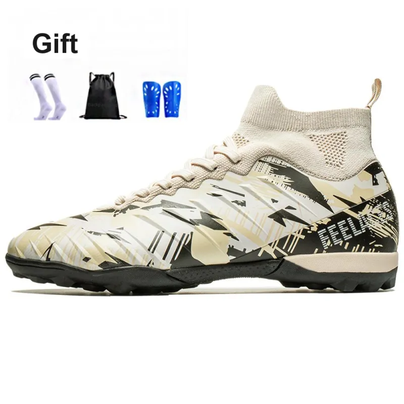 FEELACES FG Rubber Long Studs TF Rubber Broken Studs Artificial Ground, Natural Ground Soccer Shoes Unisex Beige Yellow-0